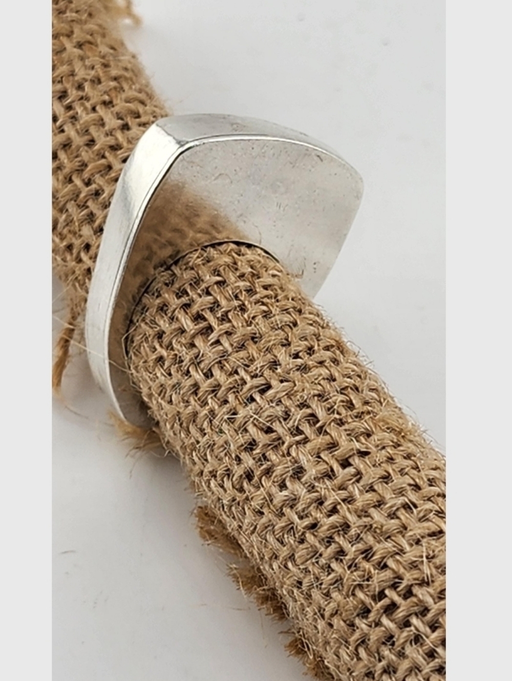 HALLOW GEOMETRIC RING HANDMADE IN RECYCLED STERLING SILVER METAL SIZE 8.5